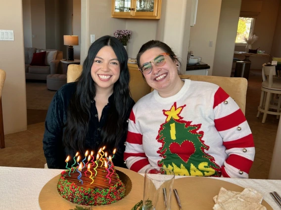 Lab Members, Karla and Becca, celebrating their birthdays with the lab!