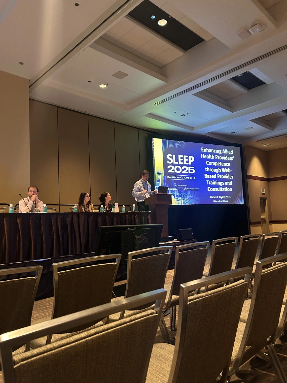 Insomnia Lab director, Dr. Taylor, giving a talk at SLEEP 2025!